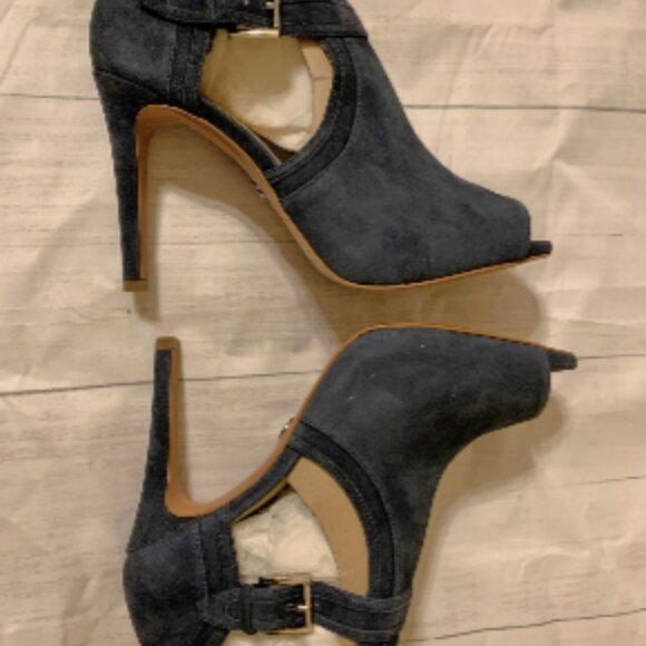 MICHAEL MICHAEL KORS Blaze Suede Open-Toe Bootie Size 9 M in Admiral Blue - Picture 4 of 8